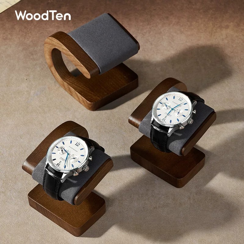 Jewelry And Watches Inc - WoodTen 新型腕時計スタンド、展示用小道具、クルミ材の腕時計・ブレスレット・ジュエリー収納、腕時計ラック、C字型腕時計展示スタンド