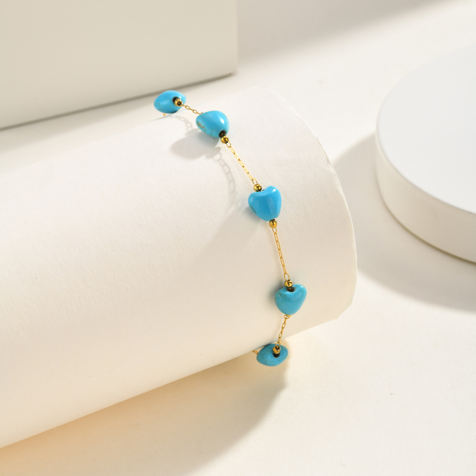 ターコイズハートアンクレット、女性用天然石ビーズステンレスス - Jc Jewelry & Watches Photos のレビューと価格