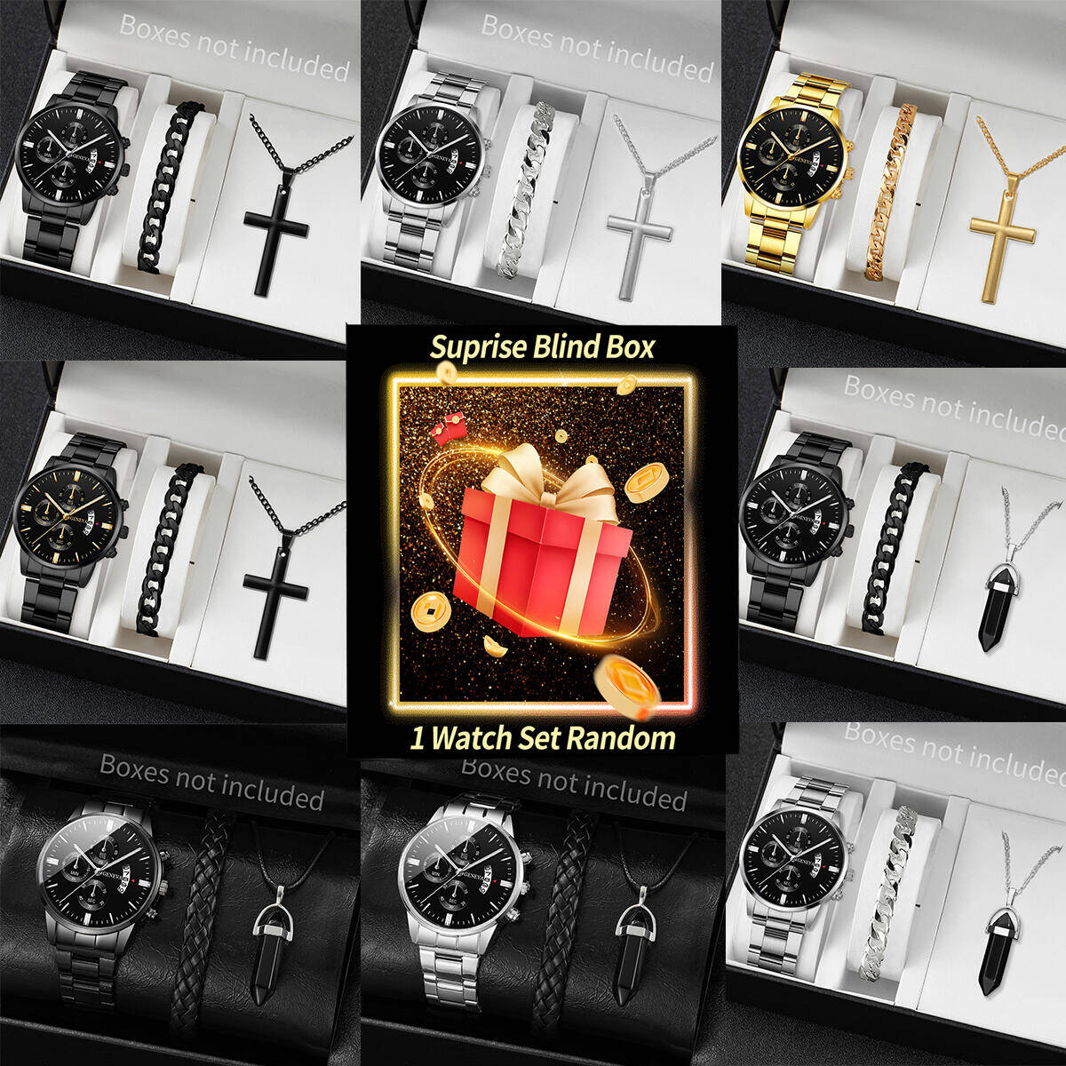 サプライズミステリーウォッチブラインドボックス-3個/セット - Jewelry For Watches のレビューと価格